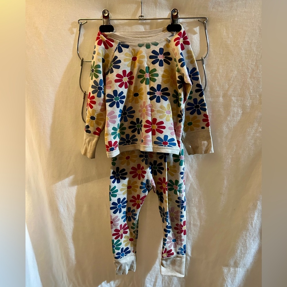 Hanna Andersson Long John Pajama Set Rainbow Blooms 2T Girls PJs Spring